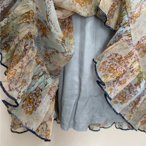 Free People Country Roads Mini Dress Lightweight Embroidered Ruffle Blue Size XS - Picture 8 of 11